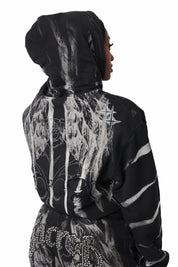 Distressed Rhinestone Hoodie - Black