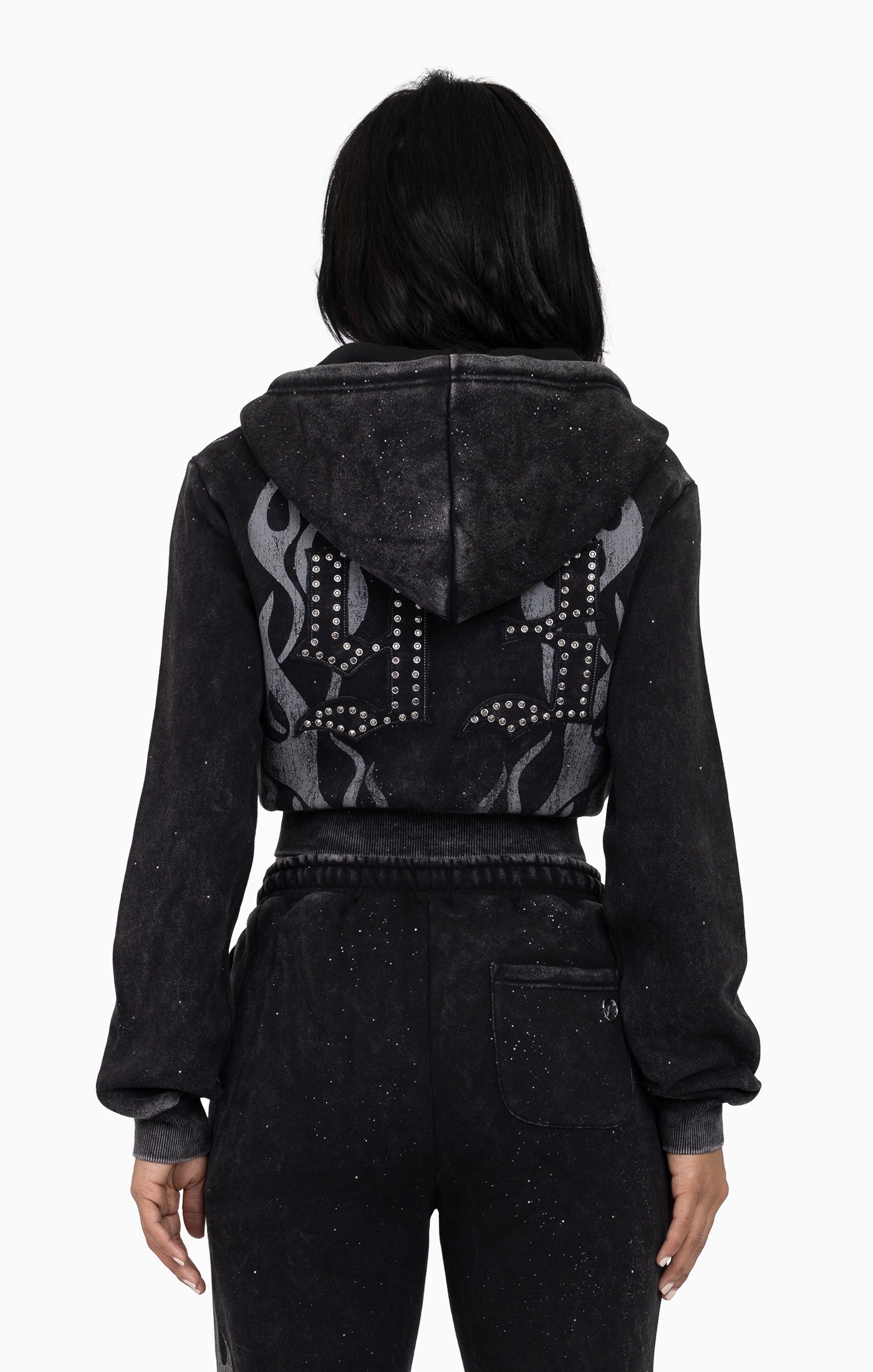 Sparkly Zip-Up Hoodie - Black