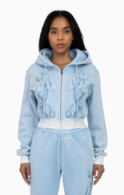 Sparkly Zip-Up Hoodie - Blue Bell