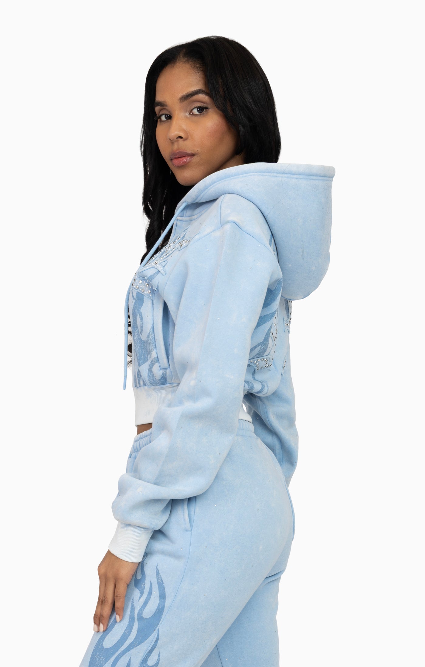 Sparkly Zip-Up Hoodie - Blue Bell