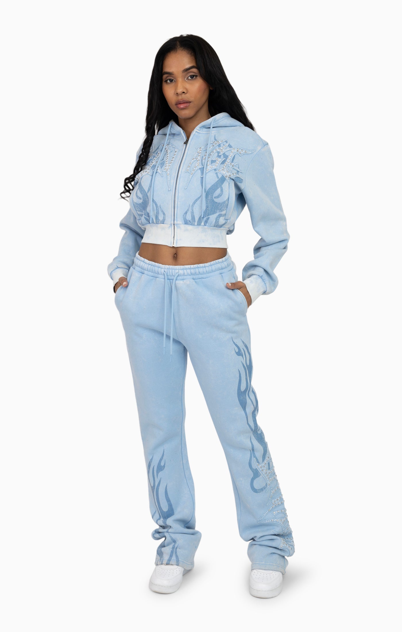 Sparkly Zip-Up Hoodie - Blue Bell