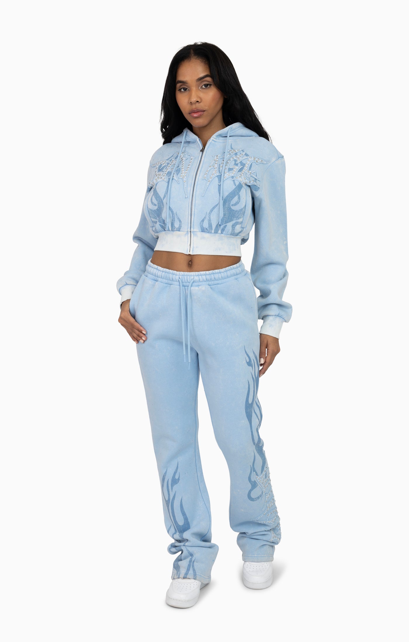 Sparkly Zip-Up Hoodie - Blue Bell