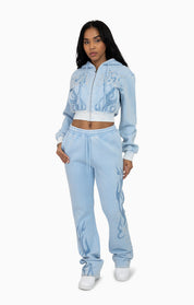 Sparkly Zip-Up Hoodie - Blue Bell