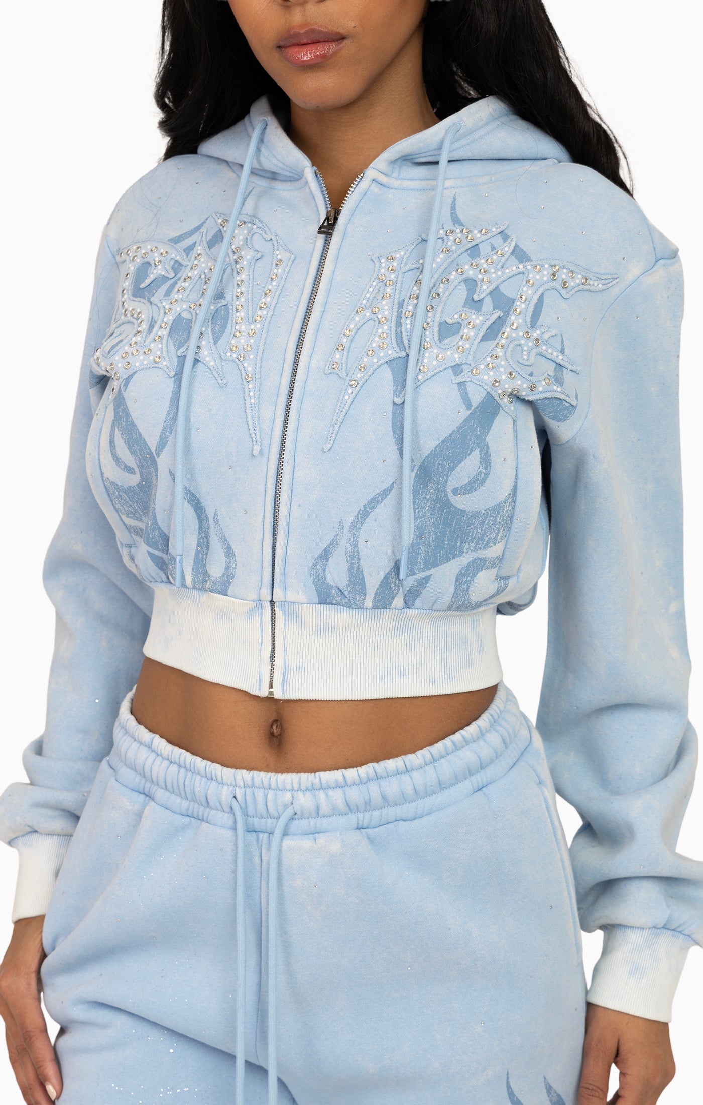 Sparkly Zip-Up Hoodie - Blue Bell