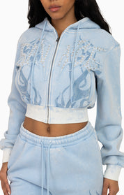 Sparkly Zip-Up Hoodie - Blue Bell