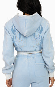 Sparkly Zip-Up Hoodie - Blue Bell