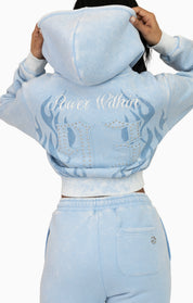 Sparkly Zip-Up Hoodie - Blue Bell