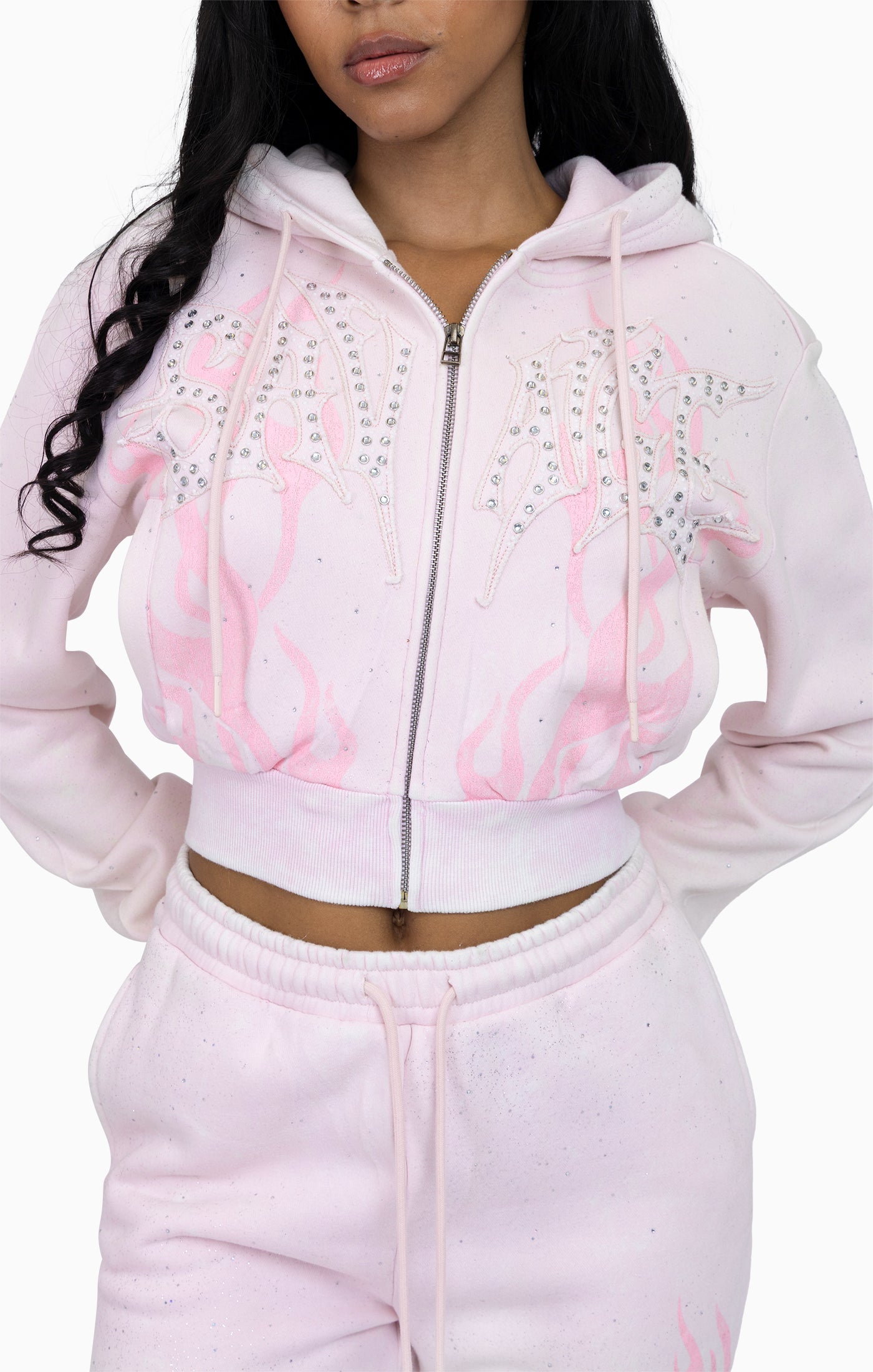 Sparkly Zip-Up Hoodie - Cradle Pink