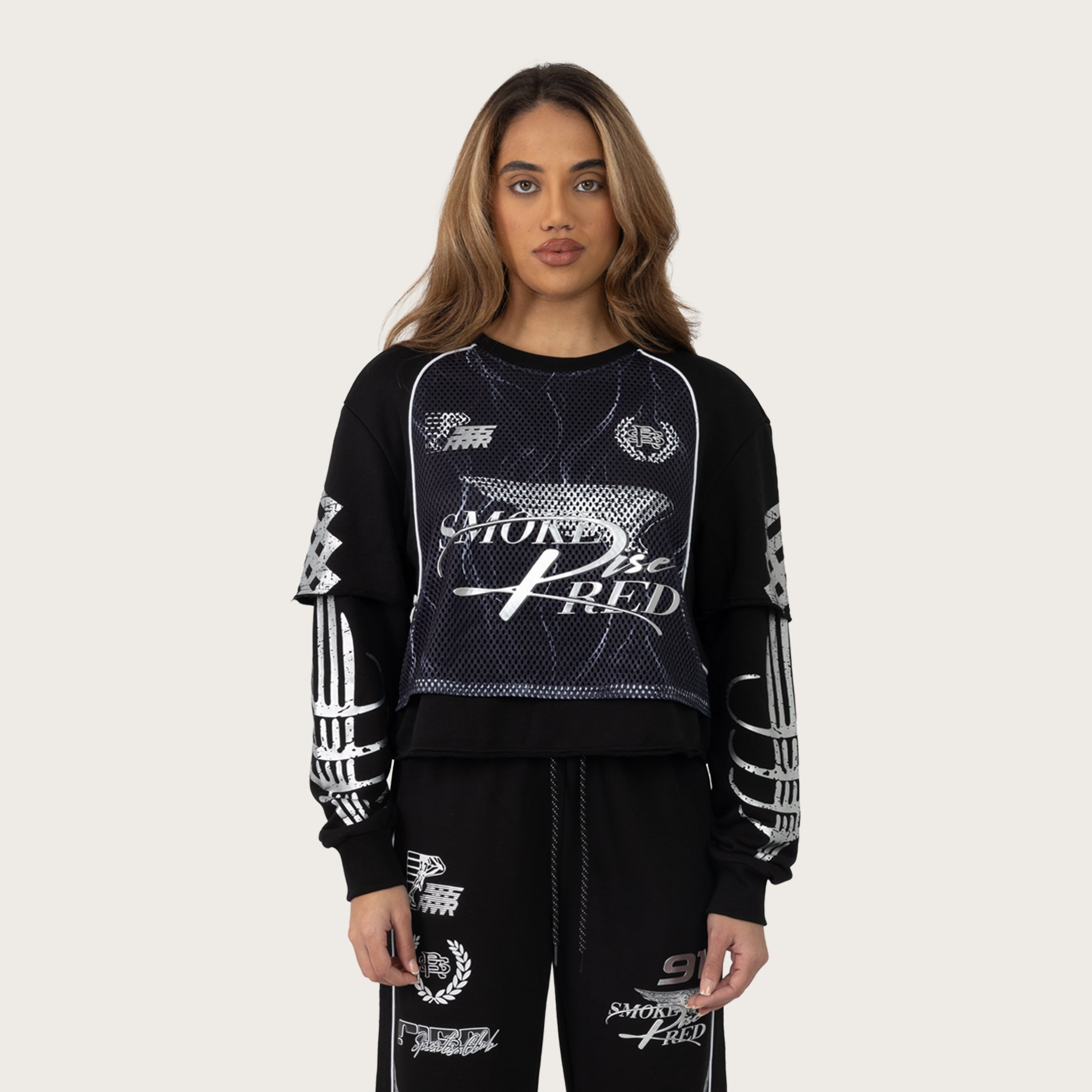 Boxy Long Sleeve Twofer - Black