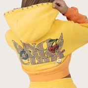 Cropped Patched Full Zip Hoodie - Daffodil