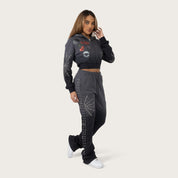 Cropped Patched Full Zip Hoodie - Magnet