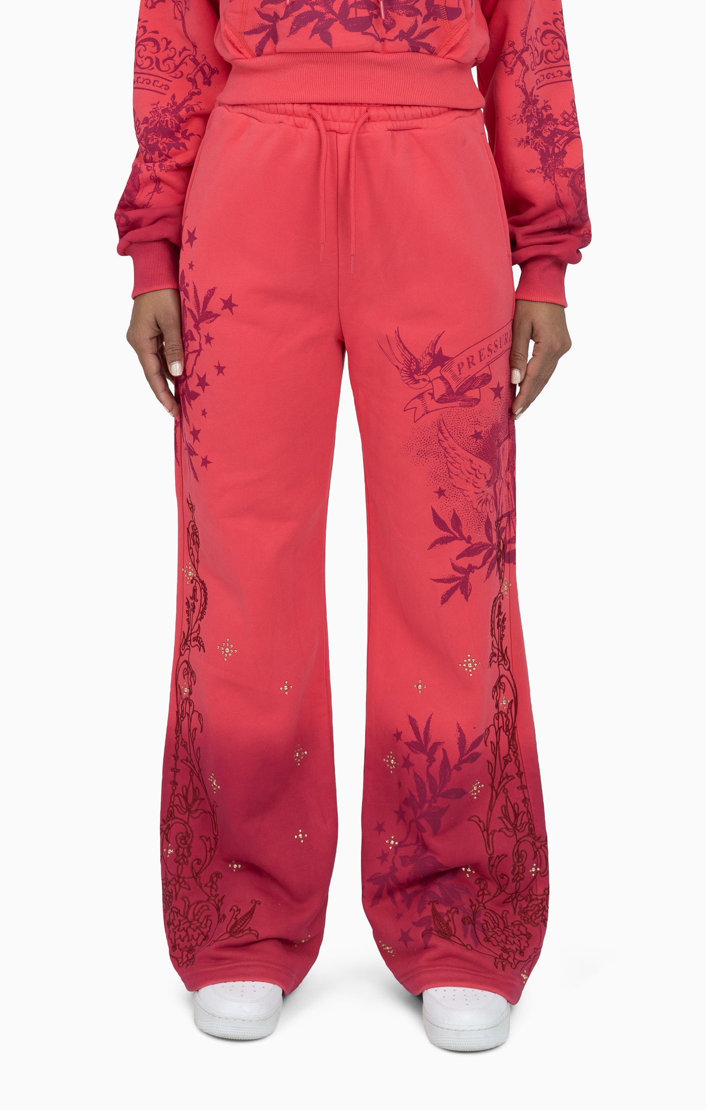 Oversprayed Studded Pants - Geranium Pink