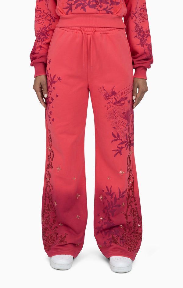 Oversprayed Studded Pants - Geranium Pink