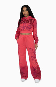 Oversprayed Studded Pants - Geranium Pink