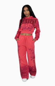 Oversprayed Studded Pants - Geranium Pink