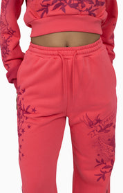 Oversprayed Studded Pants - Geranium Pink