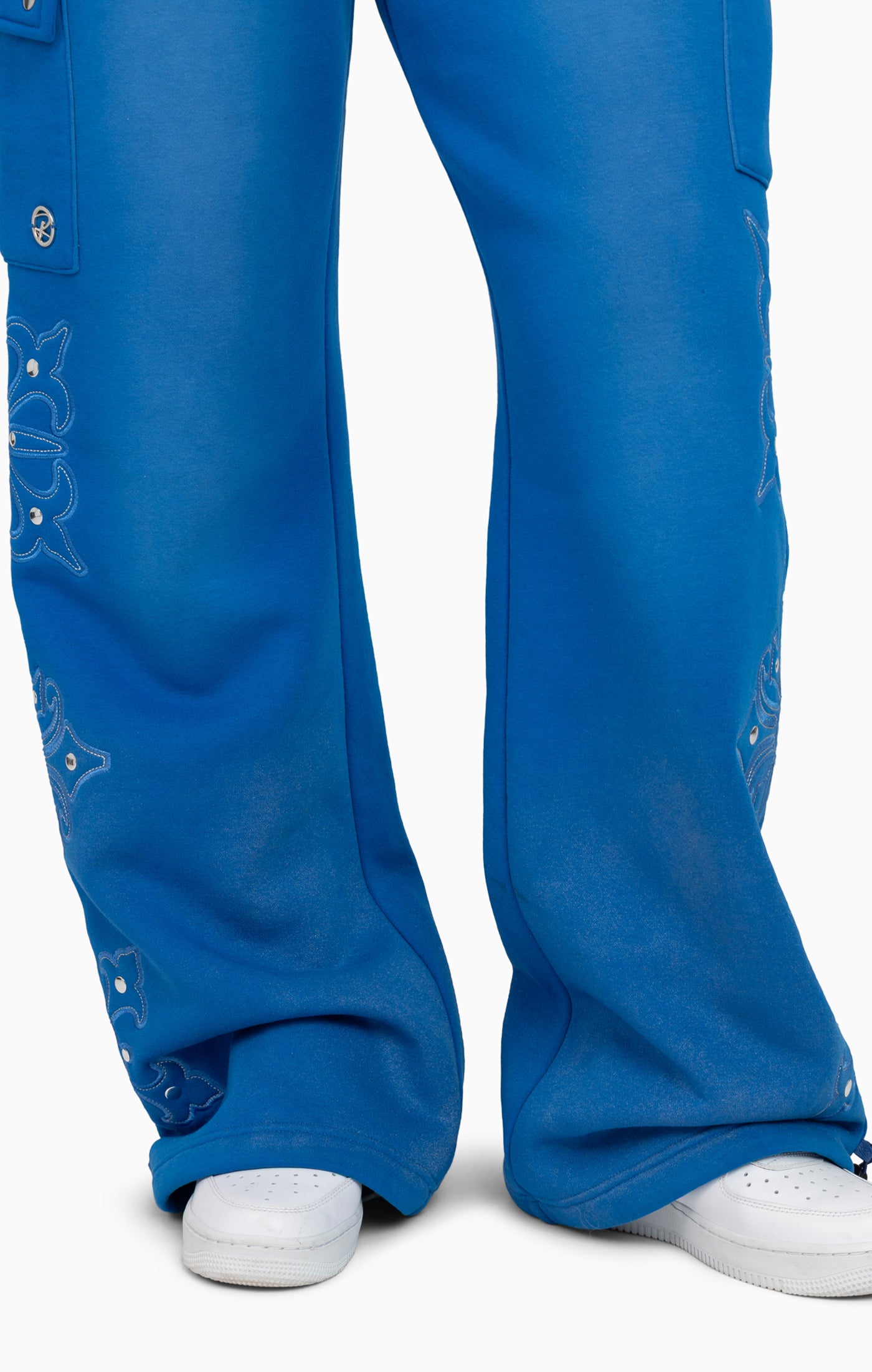 Metallic Embroidered Studded Pants - Sky Diver
