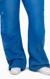 Metallic Embroidered Studded Pants - Sky Diver