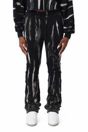 Rhinestone Fleece Pants - Black