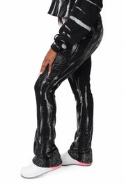 Rhinestone Fleece Pants - Black