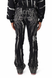 Rhinestone Fleece Pants - Black