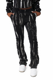 Rhinestone Fleece Pants - Black
