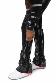 Rhinestone Fleece Pants - Black