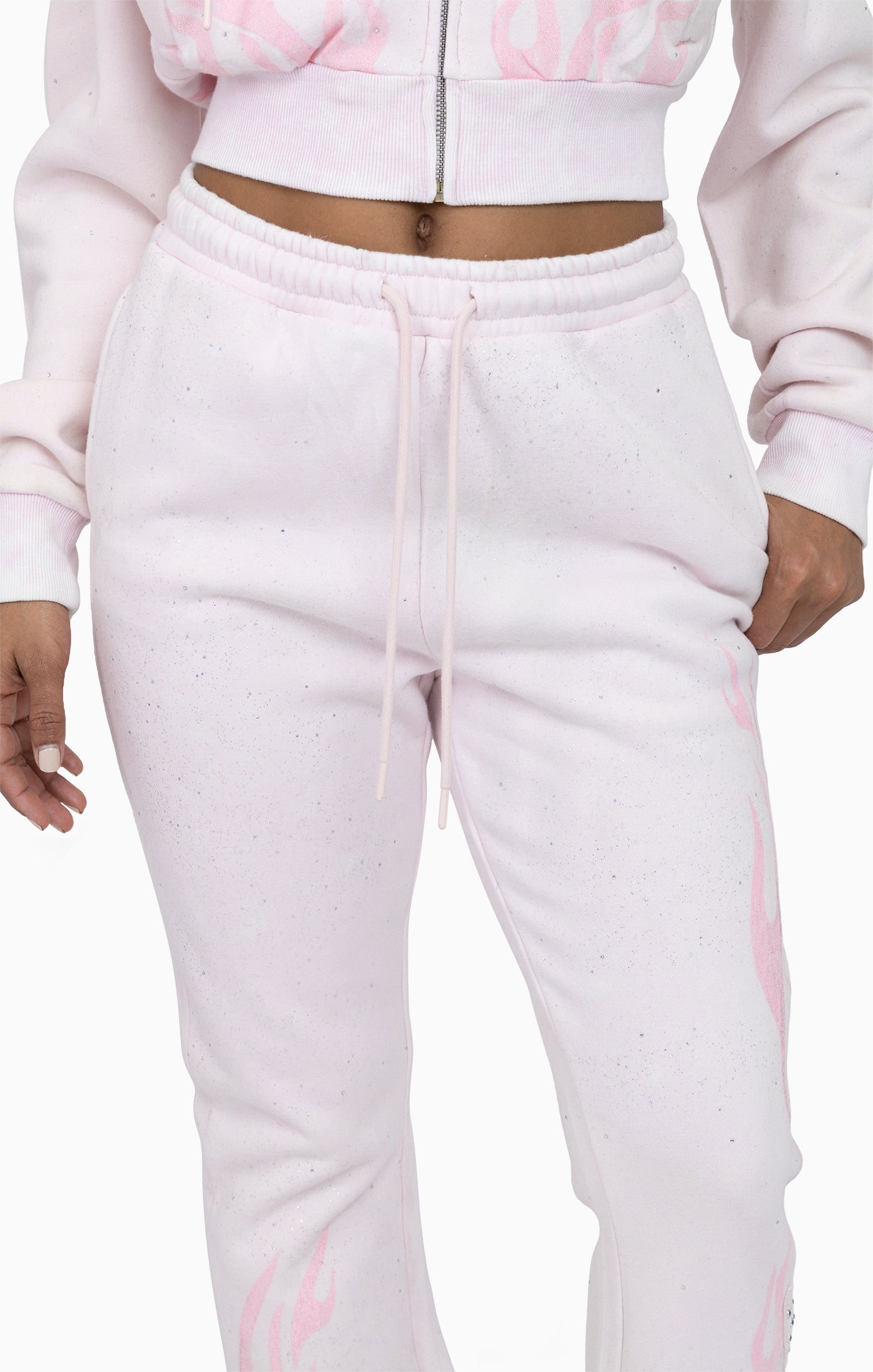 Sparkly Fleece Pants - Cradle Pink