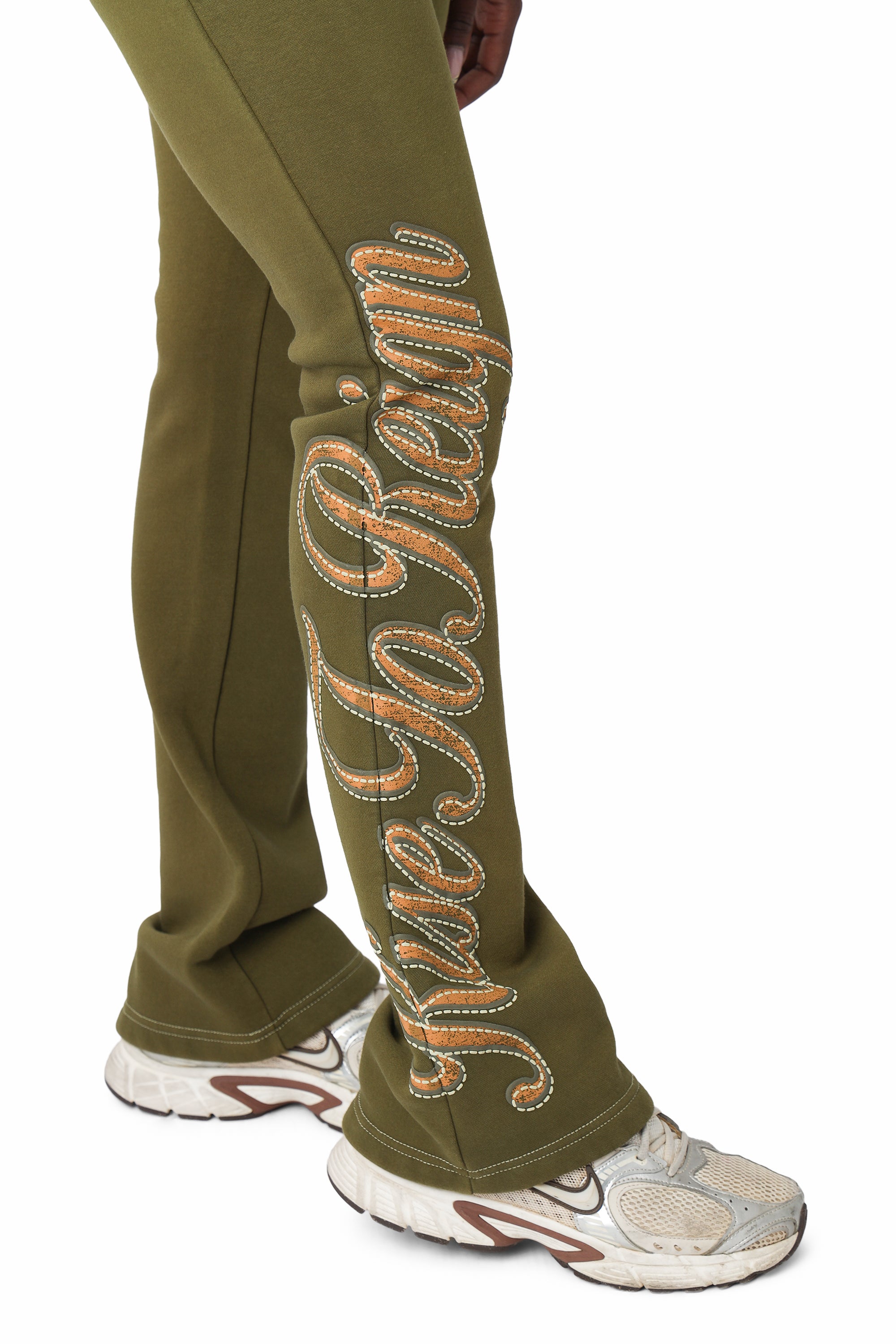 Contrast Stitch Fleece Pants - Avocado