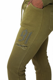 Contrast Stitch Fleece Pants - Avocado