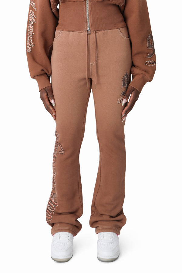 Contrast Stitch Fleece Pants - Beaver Fur