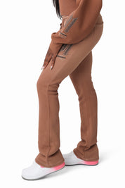 Contrast Stitch Fleece Pants - Beaver Fur