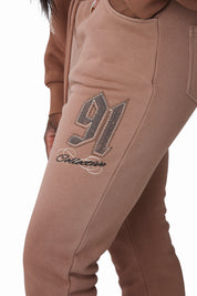 Contrast Stitch Fleece Pants - Beaver Fur
