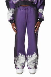Oversprayed Glitter Printed Pants - Purple Reign