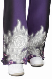 Oversprayed Glitter Printed Pants - Purple Reign