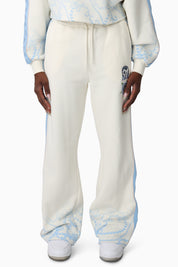 Embroidered Printed Pants - Gardenia