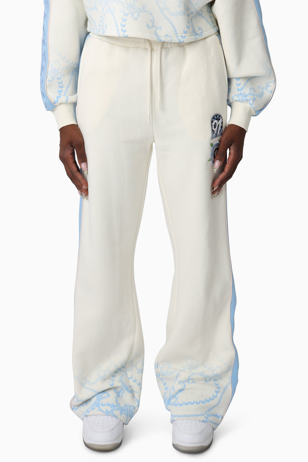 Embroidered Printed Pants - Gardenia