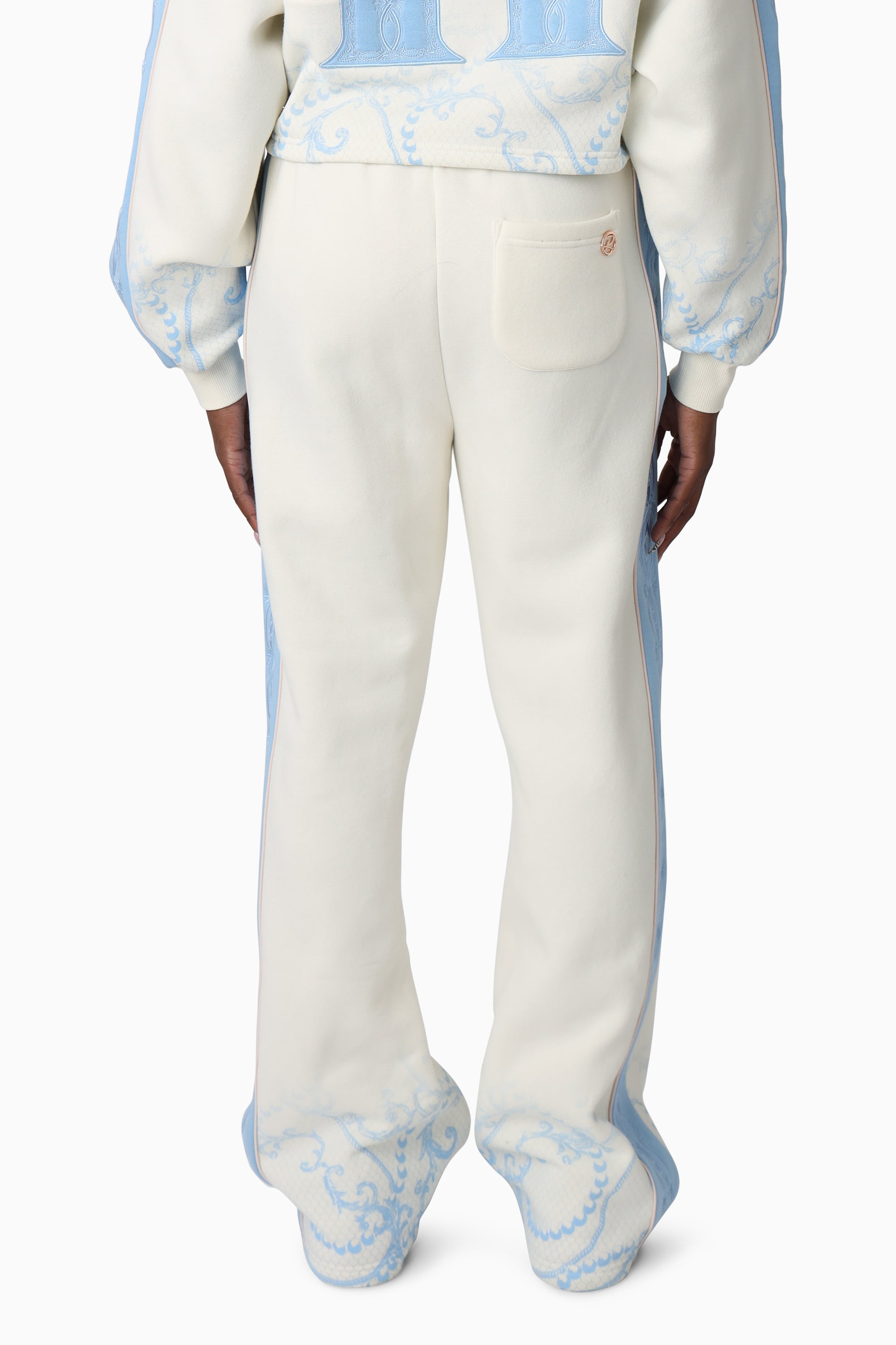 Embroidered Printed Pants - Gardenia