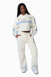 Embroidered Printed Pants - Gardenia