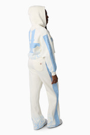 Embroidered Printed Pants - Gardenia