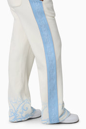 Embroidered Printed Pants - Gardenia