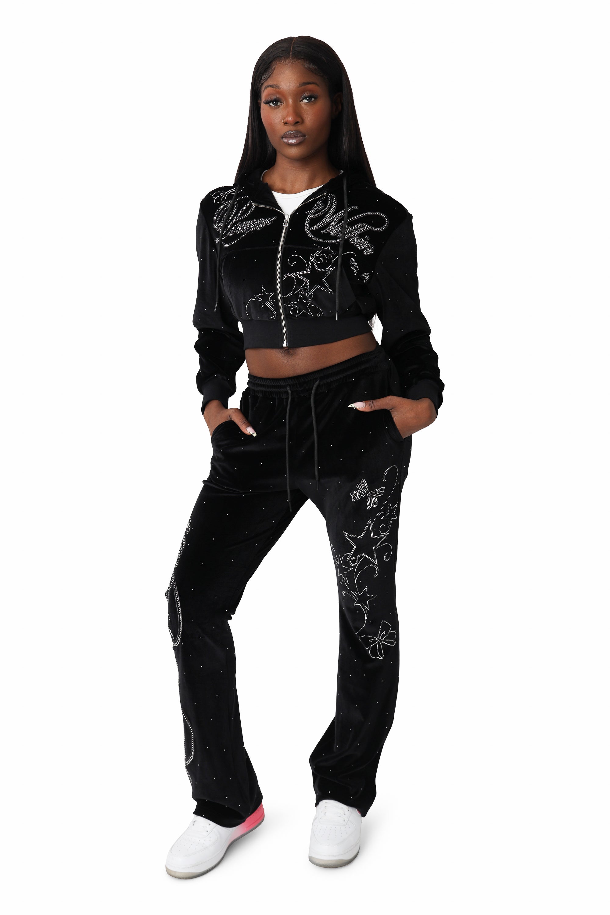 Sparkly Velour Pants - Black