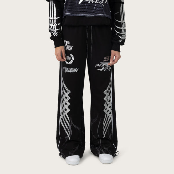 Wide Leg French Terry Pants - Black