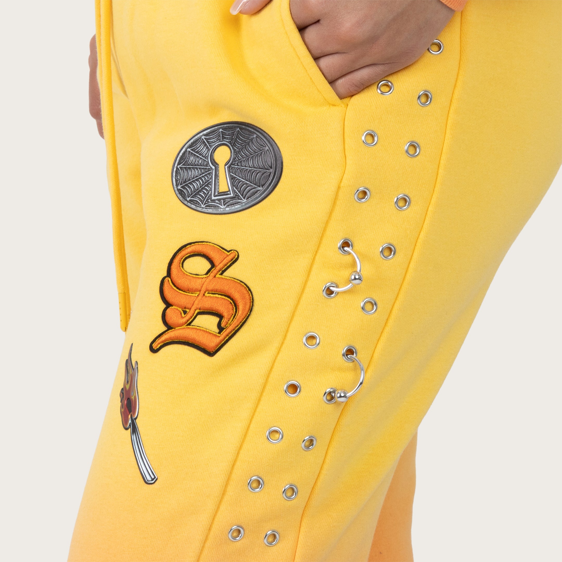 High Rise Bootcut Fleece Pants - Daffodil