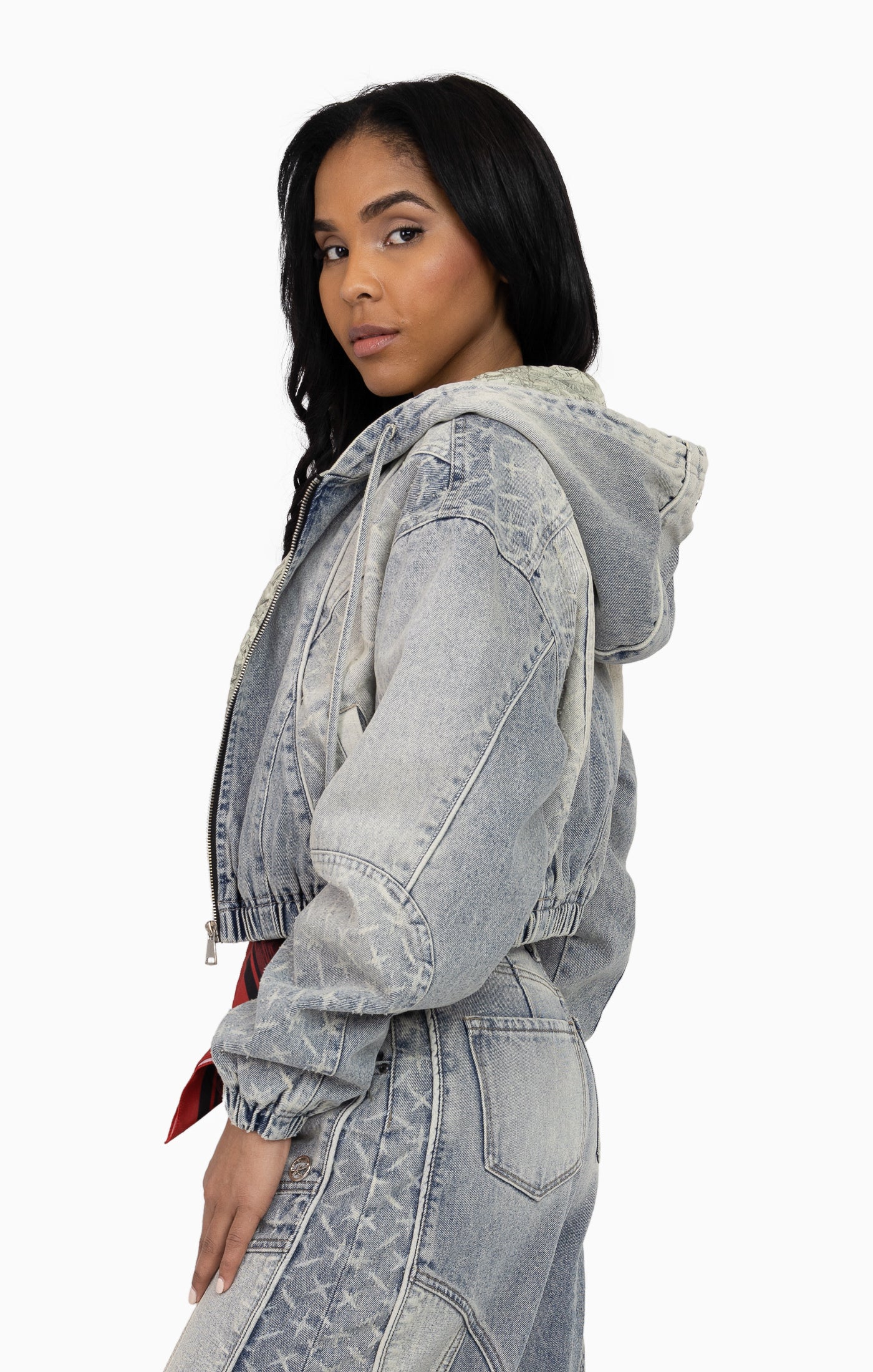 Laser Drilled Denim Jacket - Spatter Blue