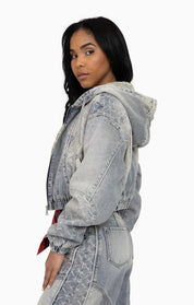 Laser Drilled Denim Jacket - Spatter Blue