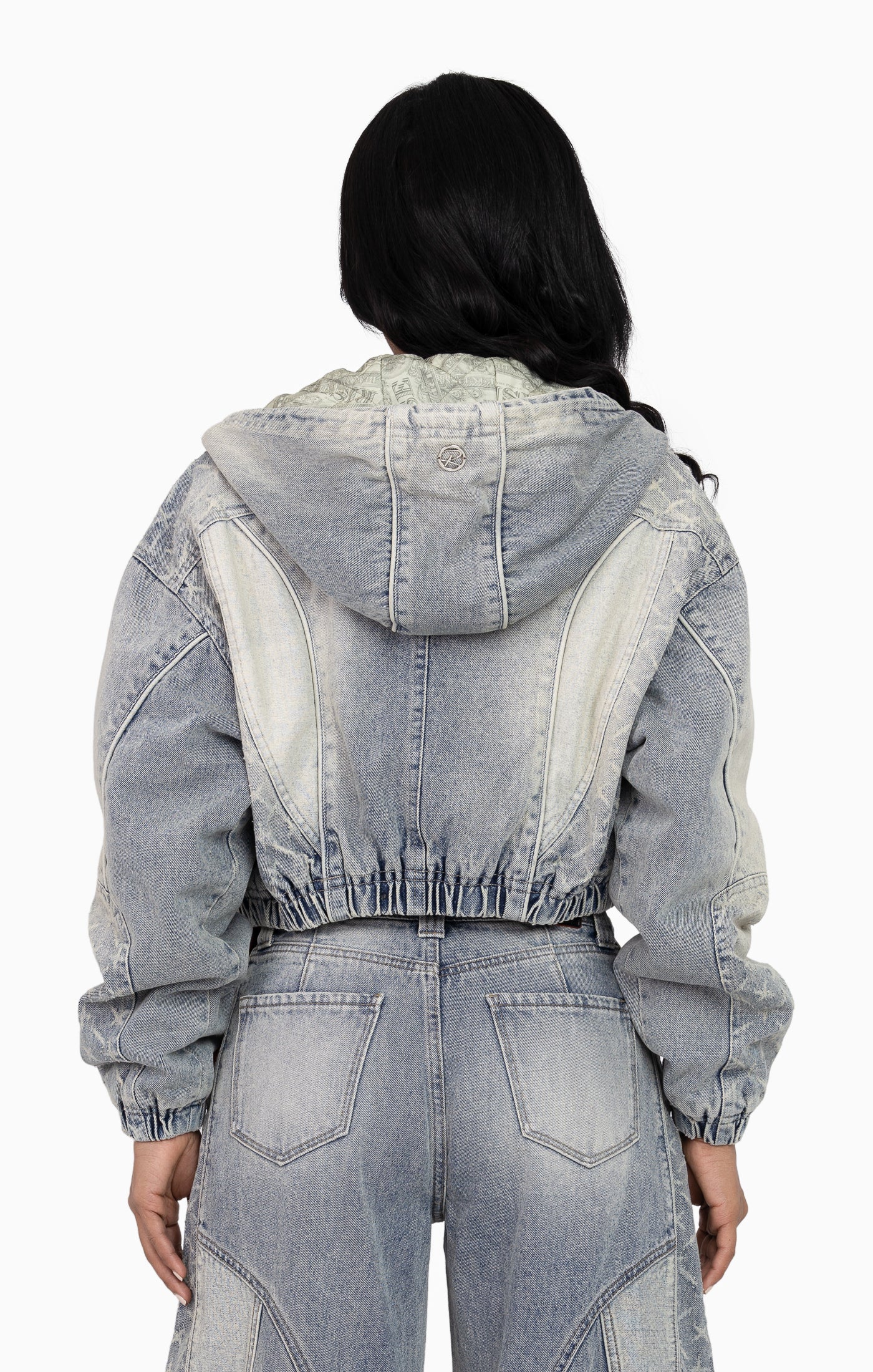Laser Drilled Denim Jacket - Spatter Blue