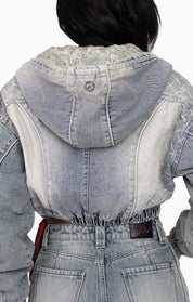Laser Drilled Denim Jacket - Spatter Blue