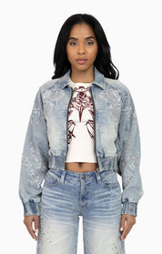 Heavy Embellished Denim Jacket - Howard Blue