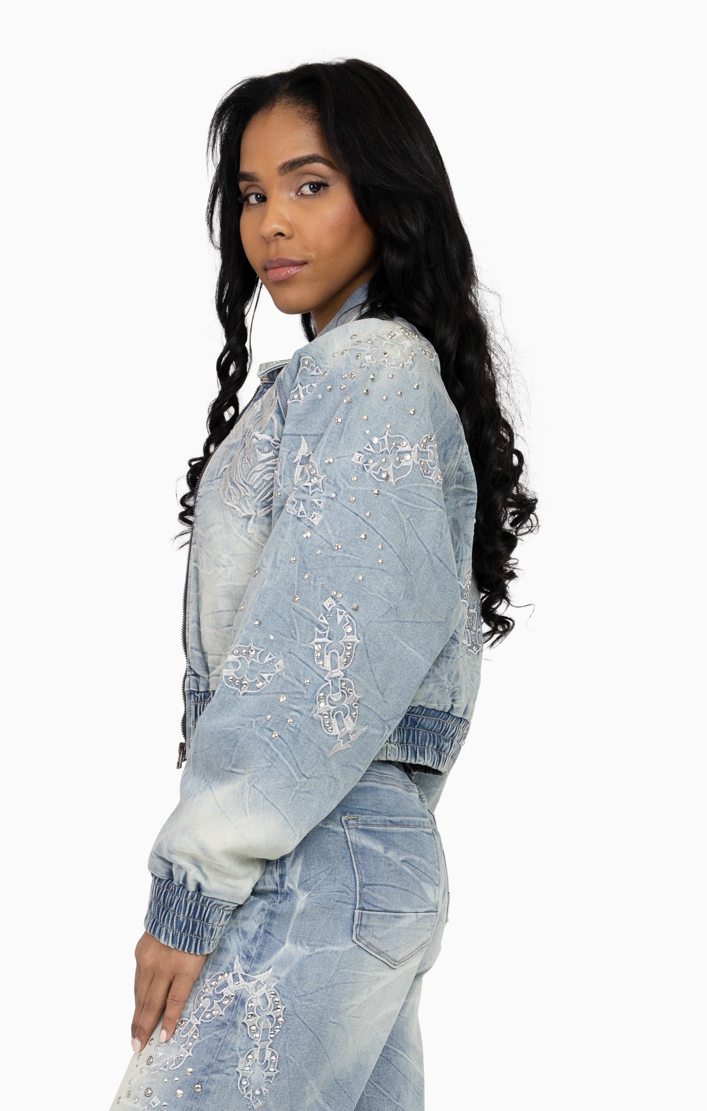 Heavy Embellished Denim Jacket - Howard Blue